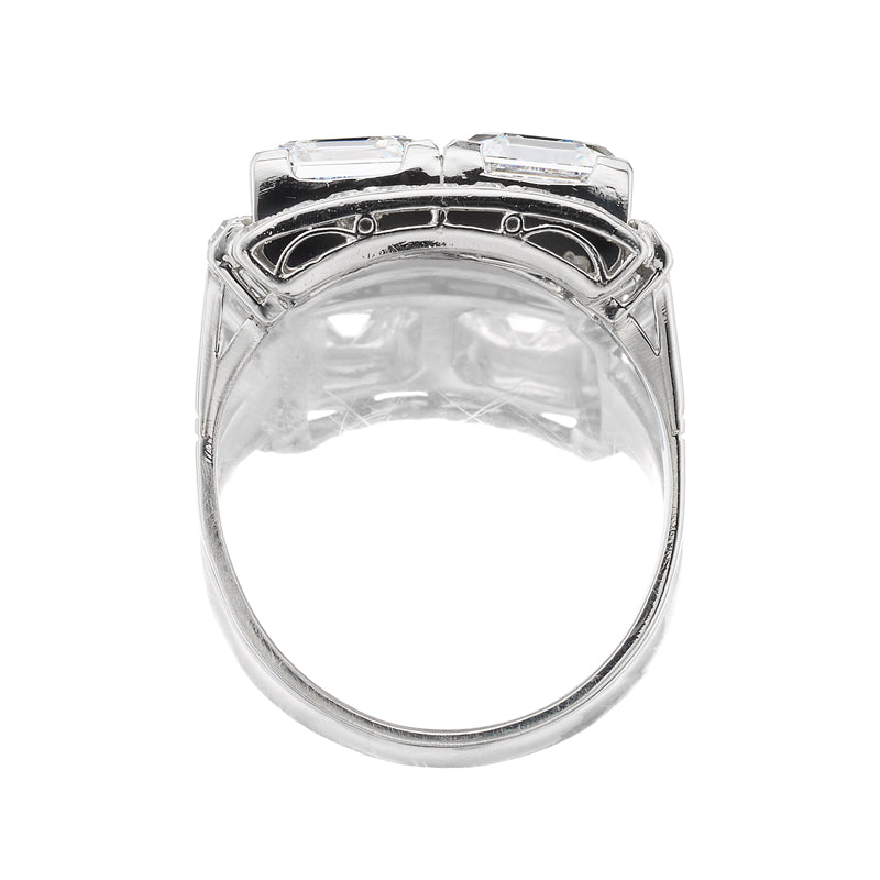 Antique Asscher Cut Toi et Moi Art Deco Ring
