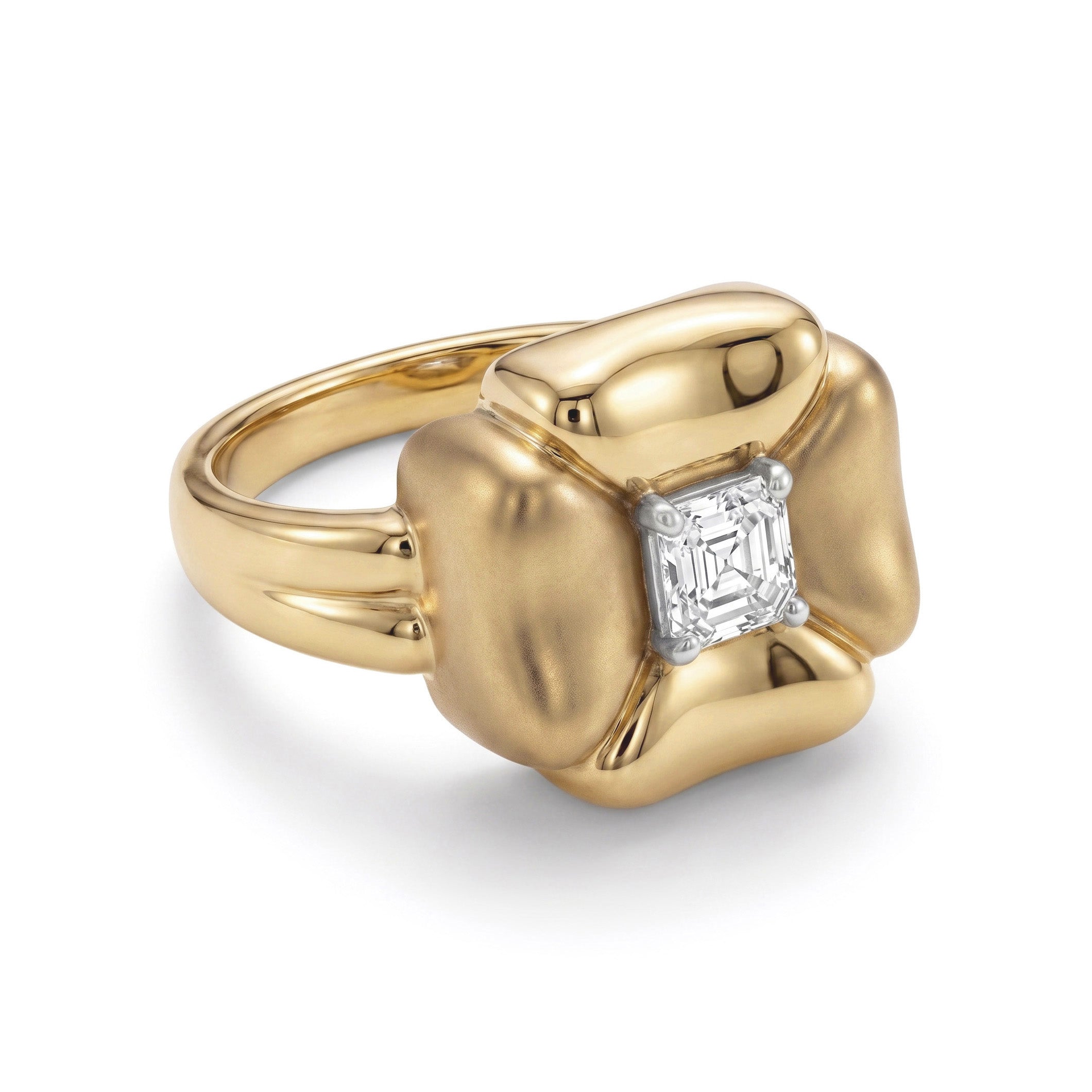 Flower Design 2ct Asccher Cut White Stone Ring
