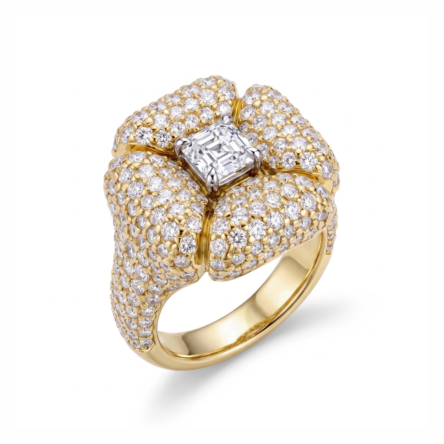 Flowe Design Pave Set 2ct Asccher Cut  Ring