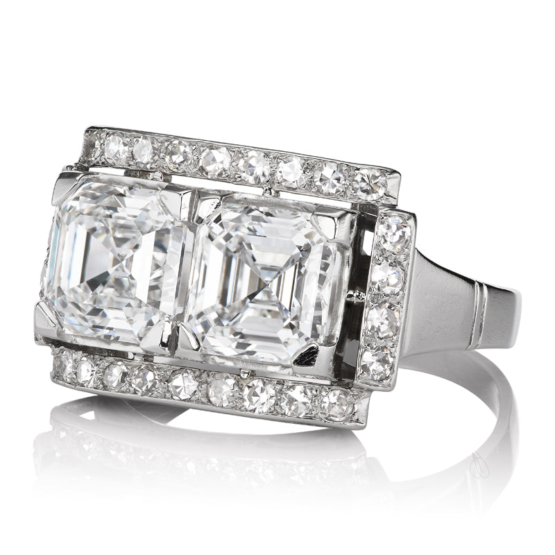 Antique Asscher Cut Toi et Moi Art Deco Ring
