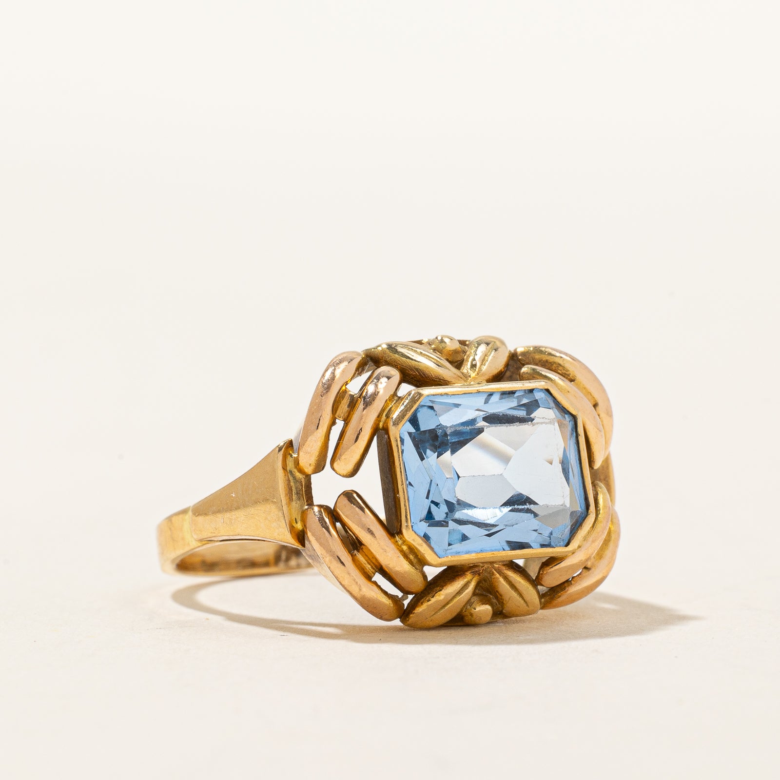 3.5ct Radiant Cut Aquamarine Dome Cocktail Ring