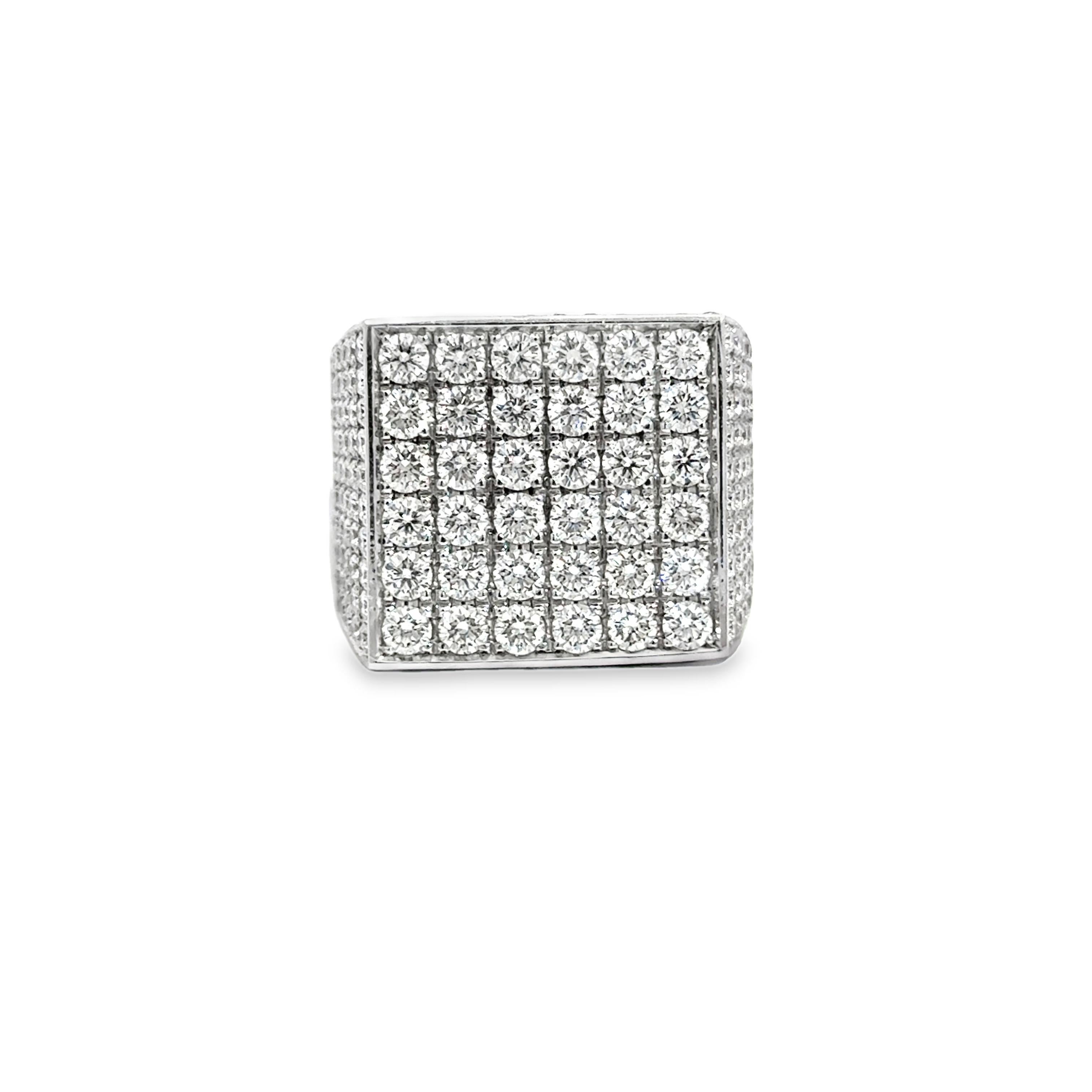 5.55ctw Men's White Stone Pave Square Ring 