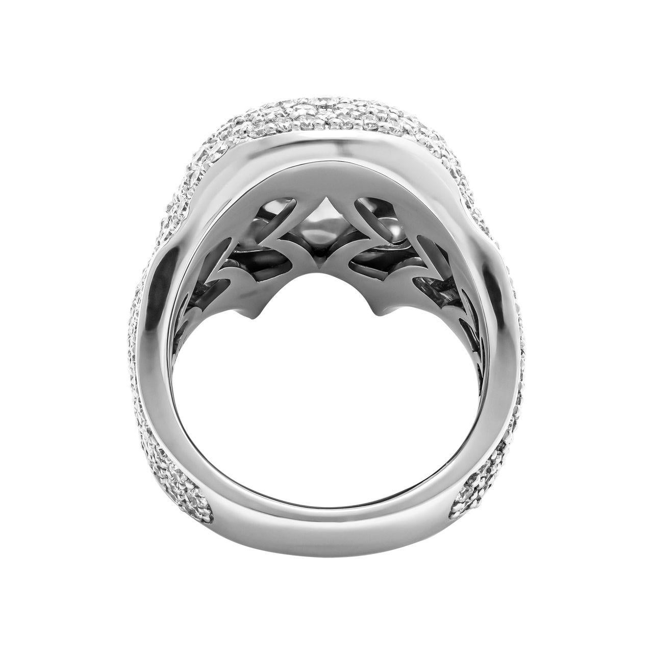6ctw White Stone Mens Skull Ring in Silver