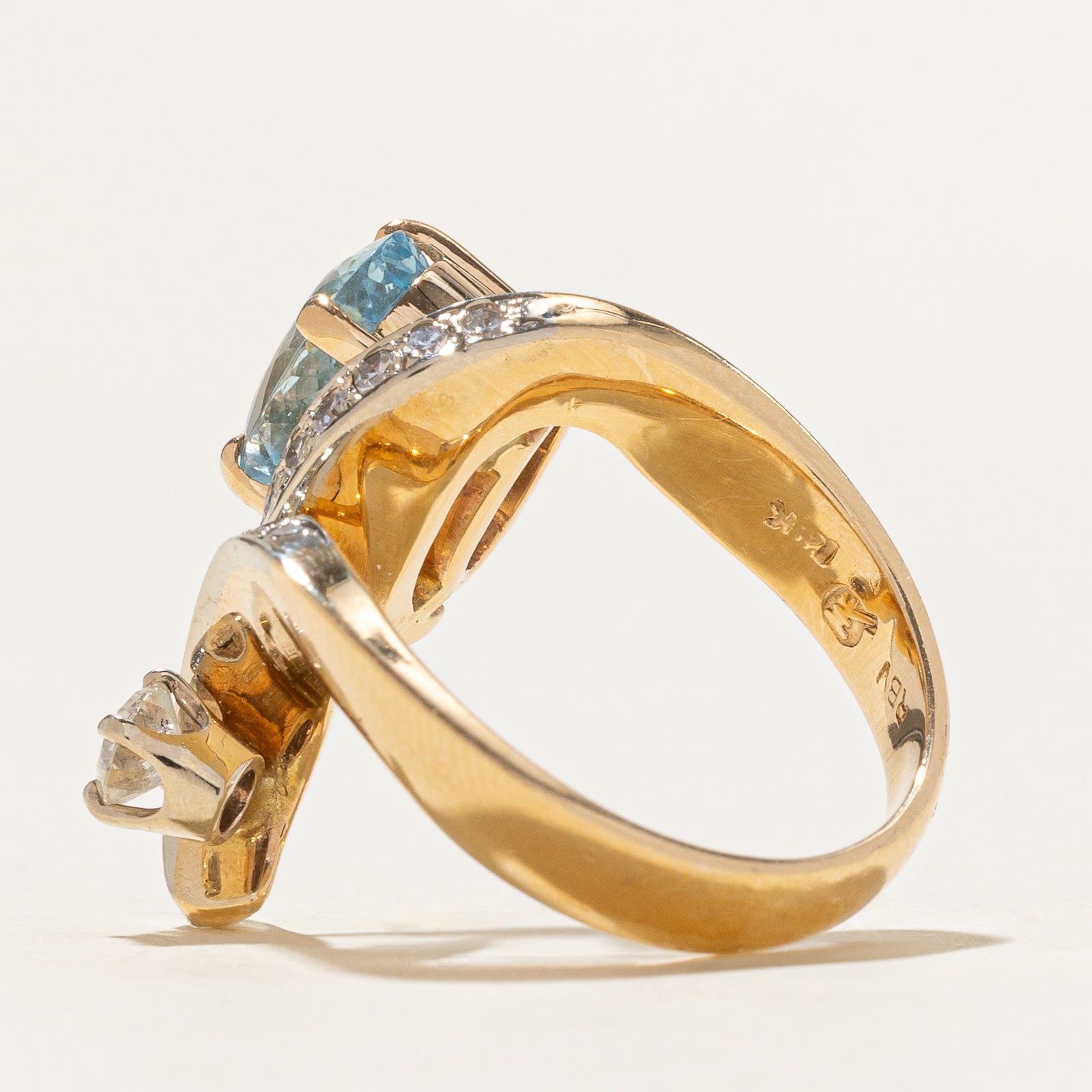 2.16ctw Aquamarine & White Stone Cocktail Ring