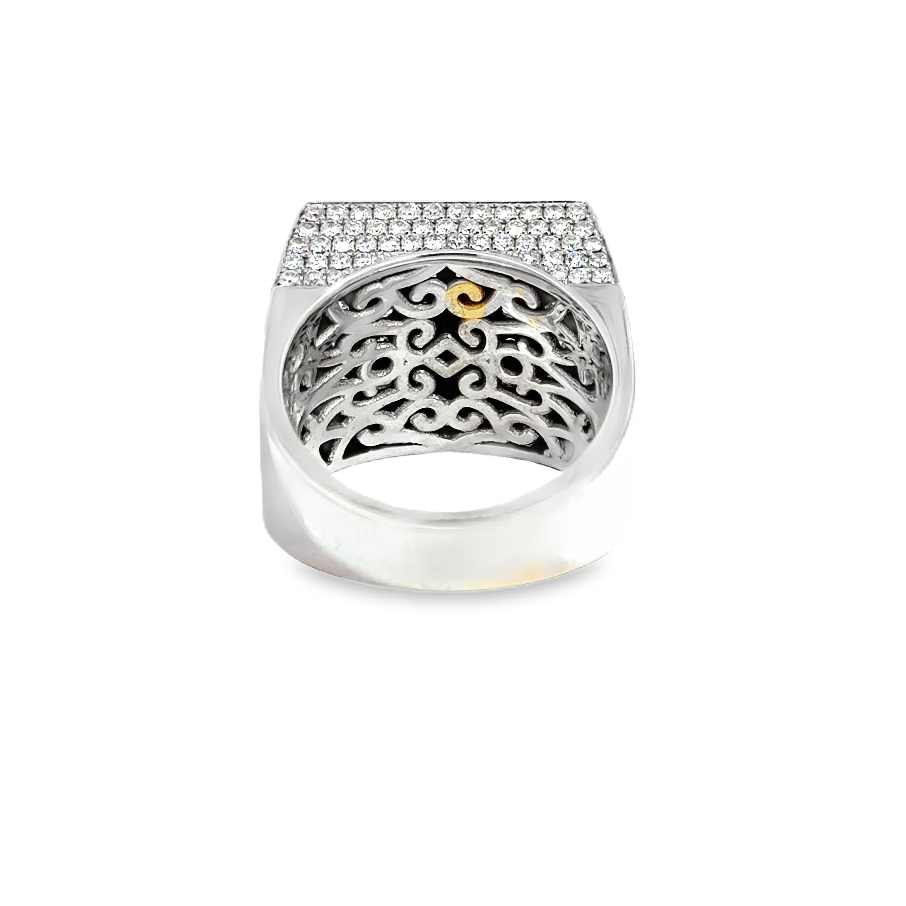 5.55ctw Men's White Stone Pave Square Ring 