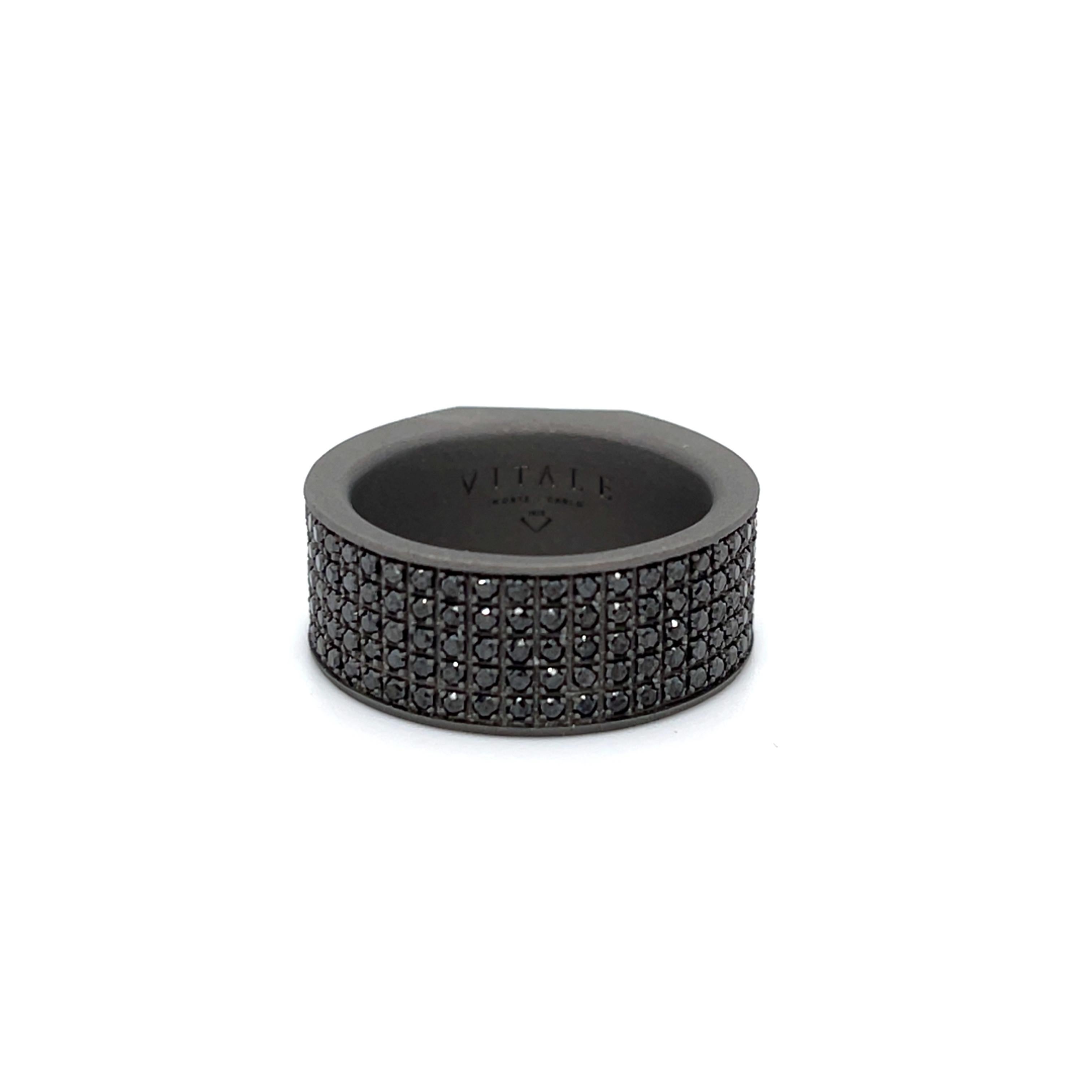 Men's Round Cut Black Stone Band Ring