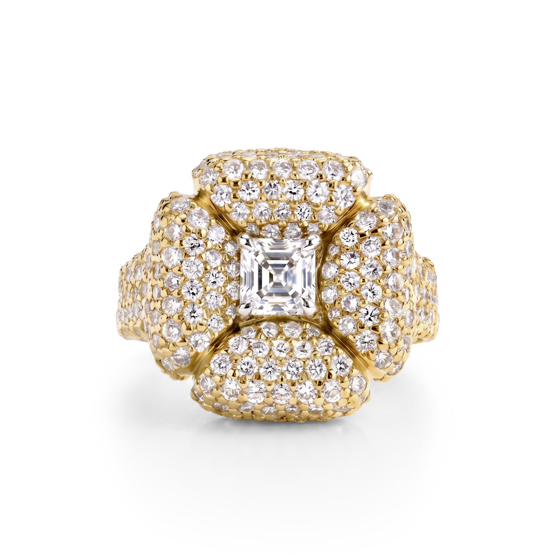 Flowe Design Pave Set 2ct Asccher Cut  Ring
