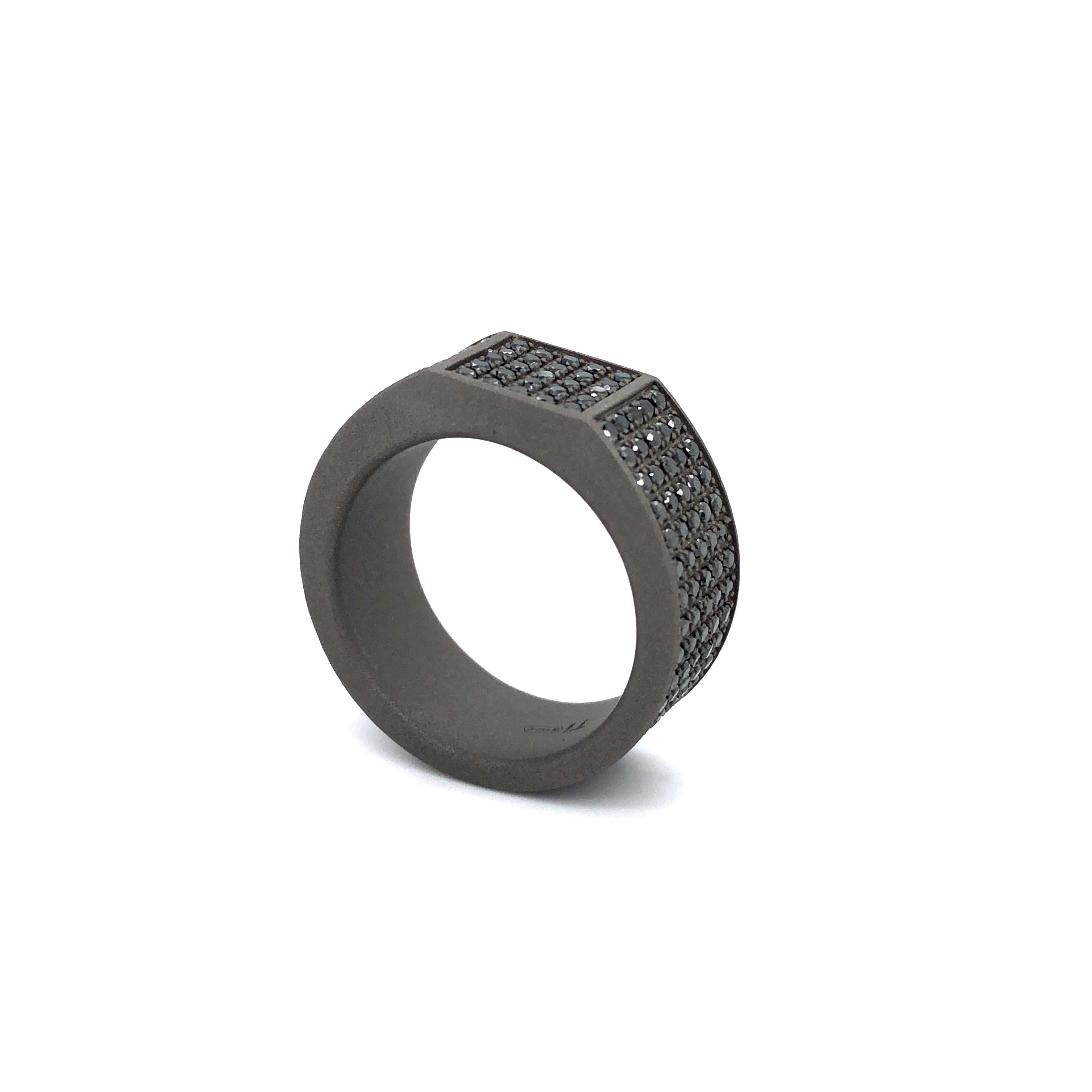 Men's Round Cut Black Stone Band Ring