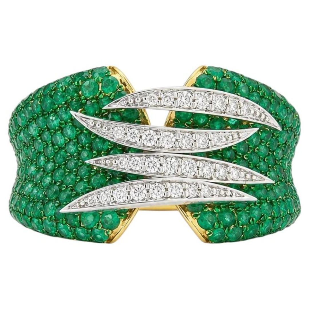 1.86 carat Round Emerald Stone Cocktail Ring