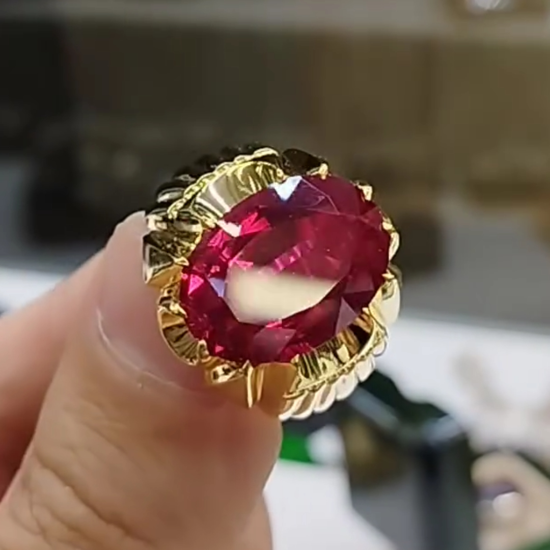 6ct Oval Cut Ruby Red Solitaire Ring for Men 