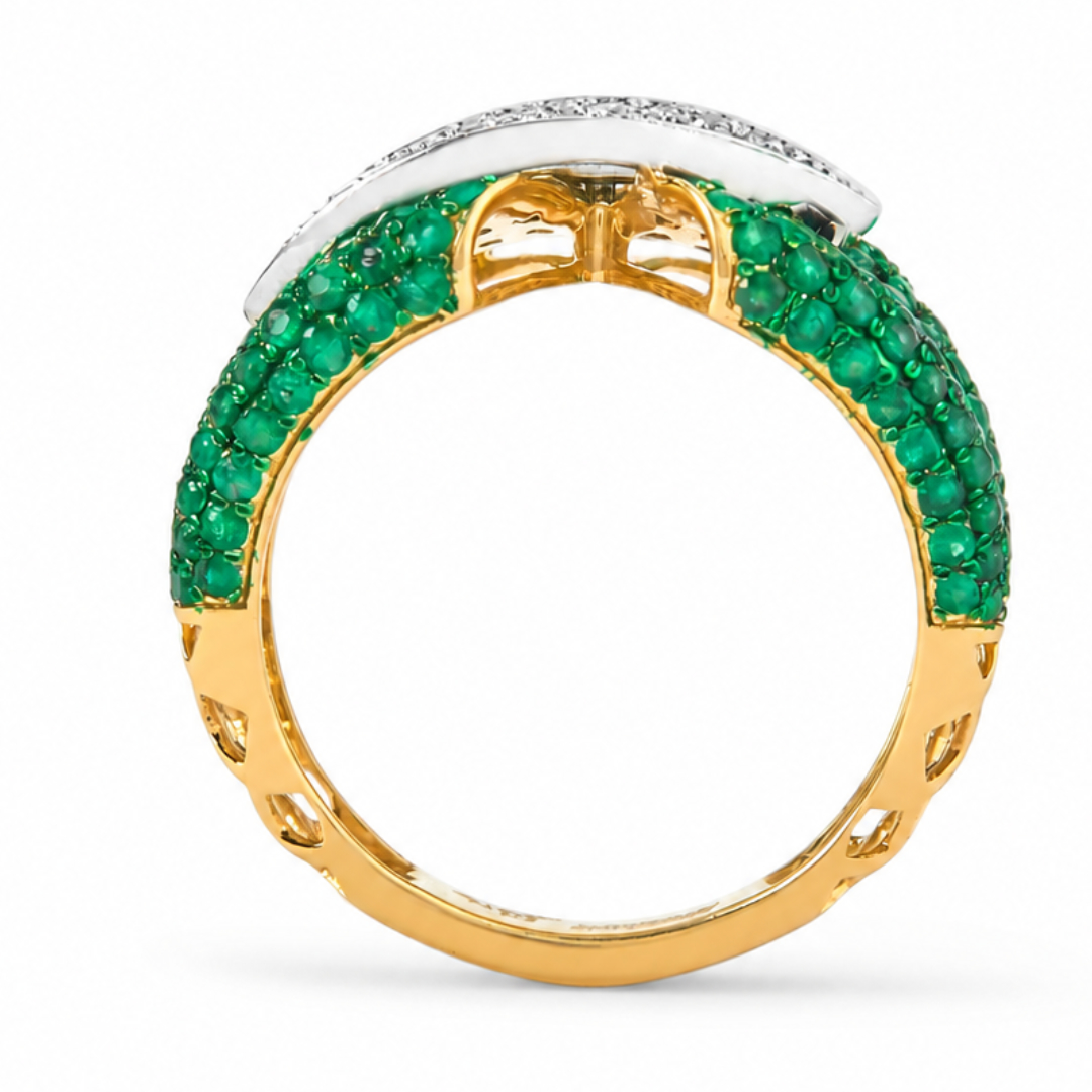 1.86 carat Round Emerald Stone Cocktail Ring