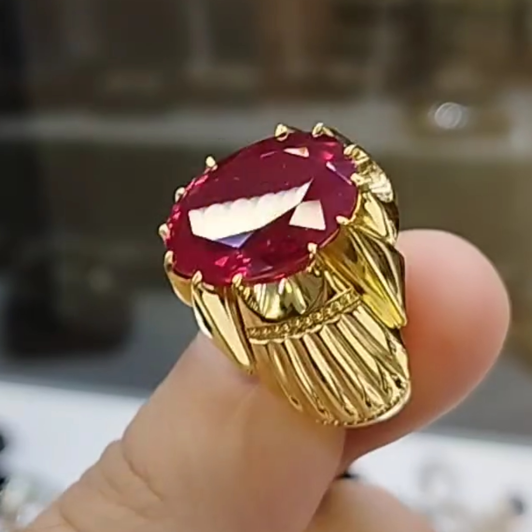 6ct Oval Cut Ruby Red Solitaire Ring for Men 
