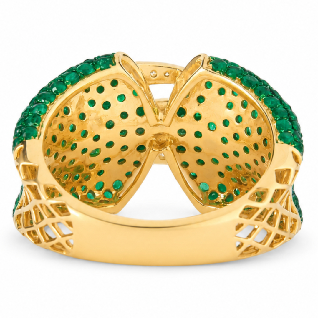 1.86 carat Round Emerald Stone Cocktail Ring