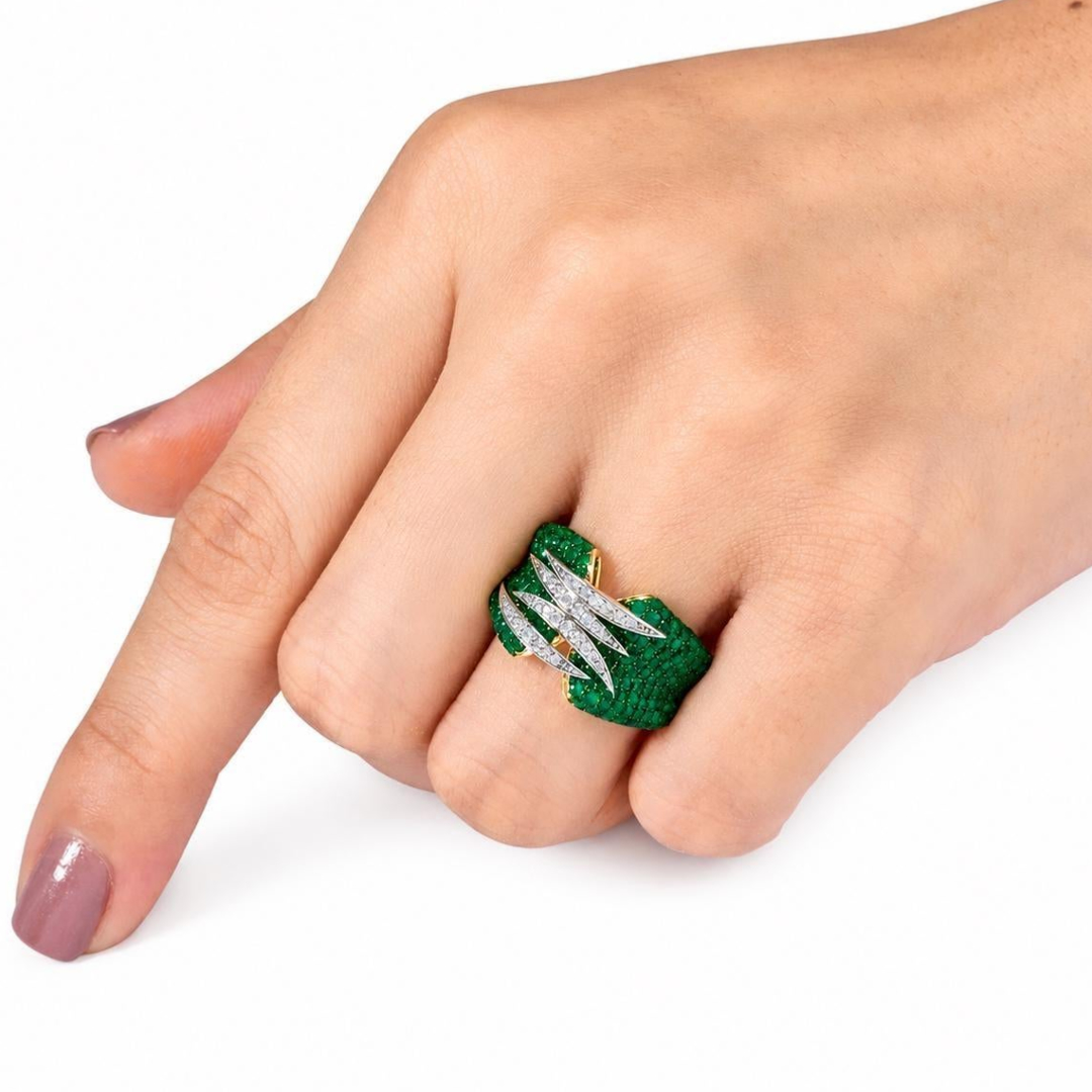 1.86 carat Round Emerald Stone Cocktail Ring