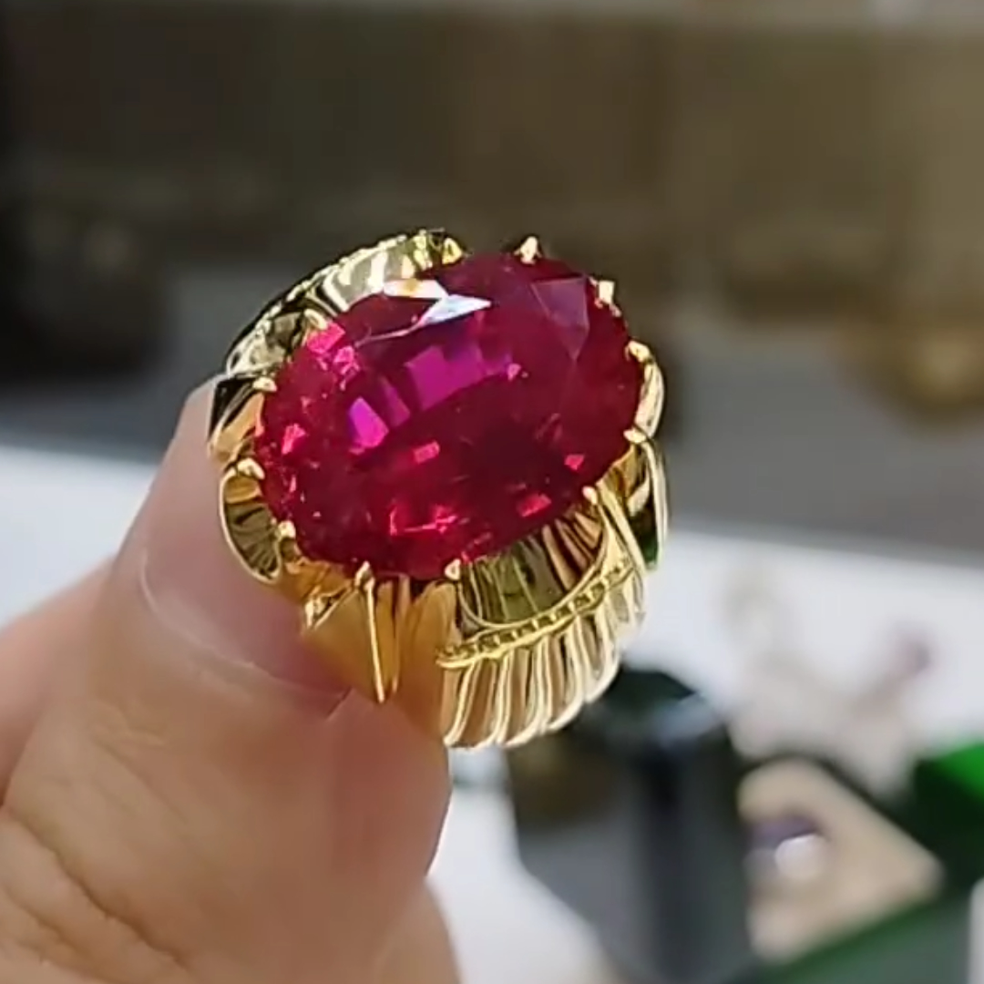 6ct Oval Cut Ruby Red Solitaire Ring for Men 