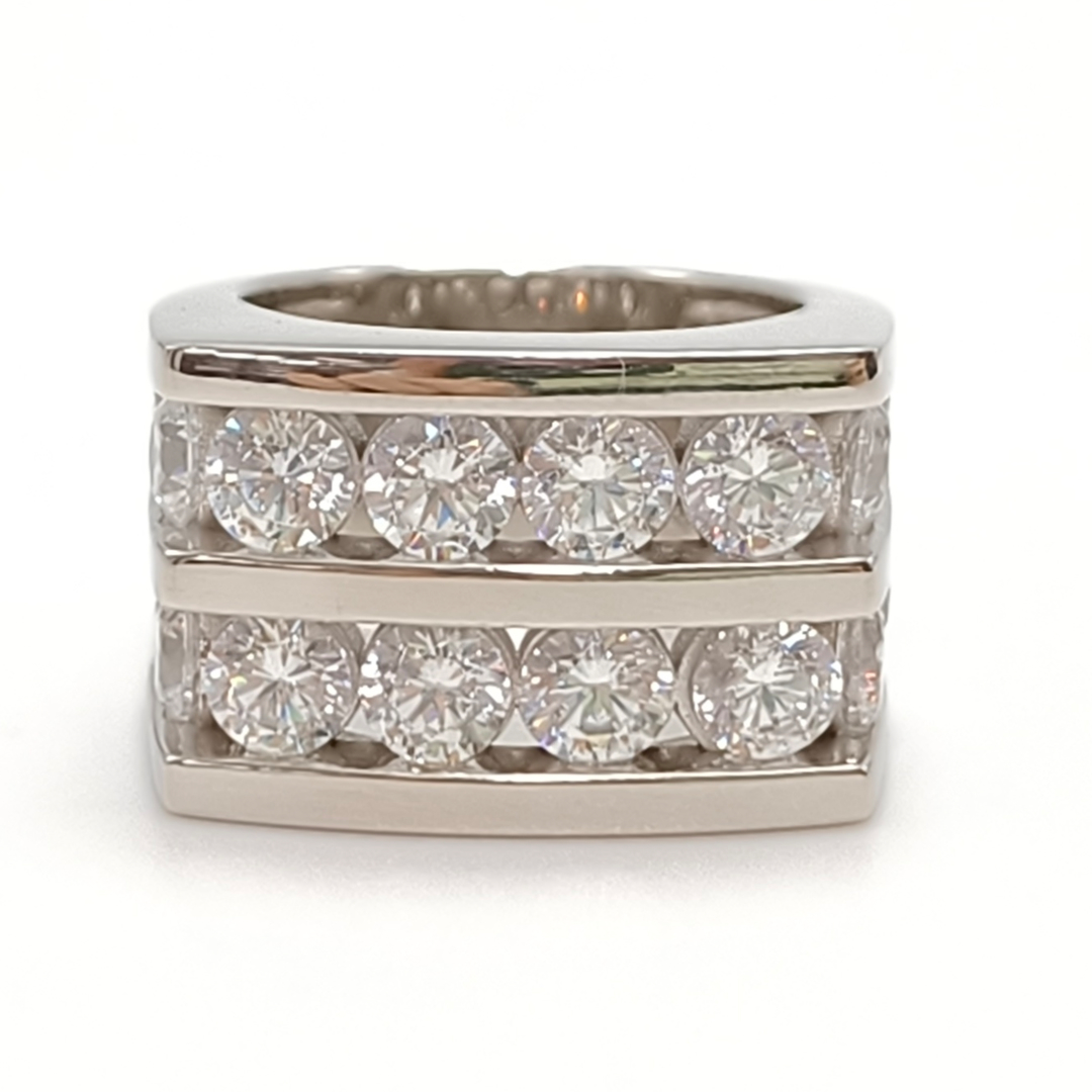 Round Cut Sterling Silver Men's Moissanite Ring