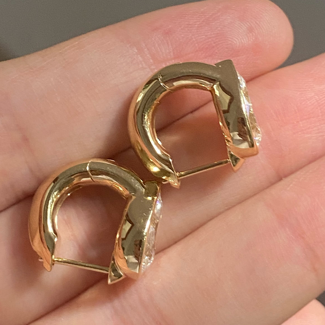 Pear Cut White Stone huggie Earrings