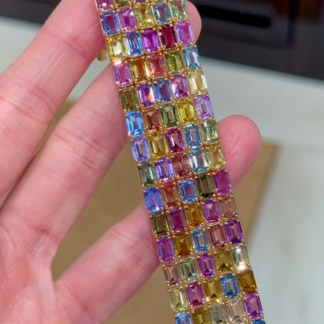 Five-row Multi-color Stone Bracelet for Women