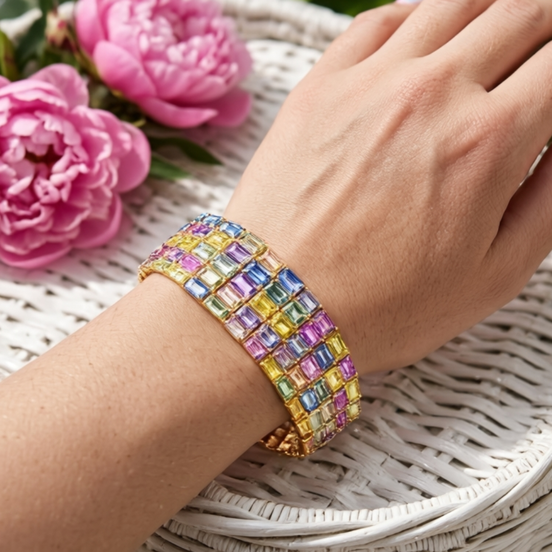 Five-row Multi-color Stone Bracelet for Women