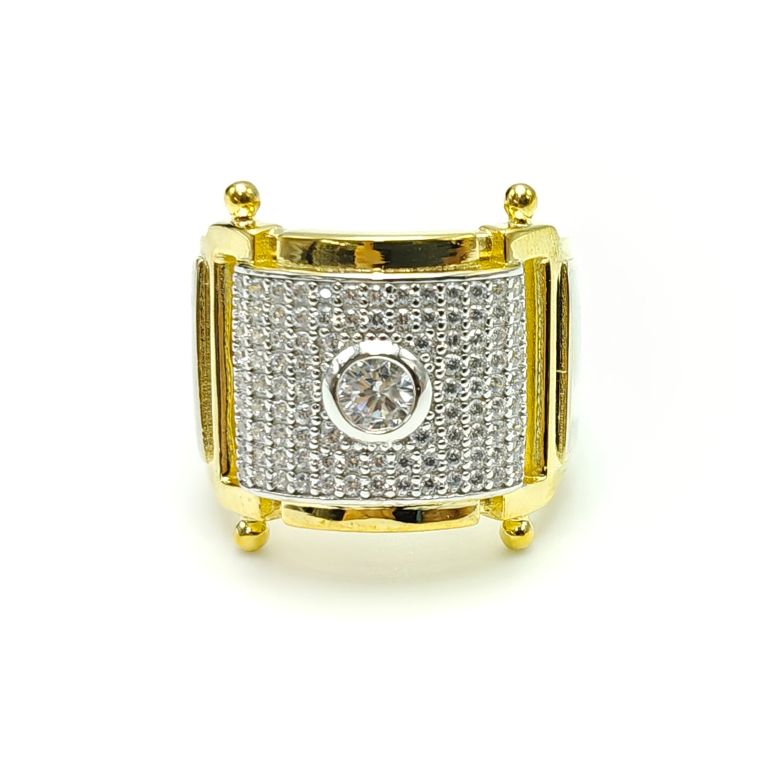 Men's Round Cut Moissanite Ring in Gold Tone