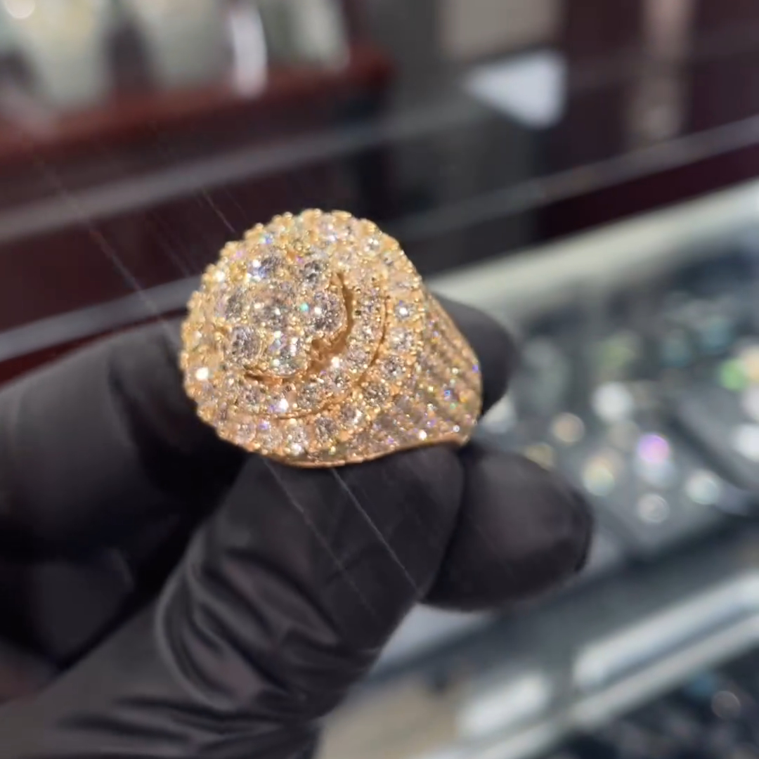 7ct Gemstone With Fully Surrounded Gemstone Inlaid Luxury Handmade Plated Gold Sterling Silver Men's Ring TRV043