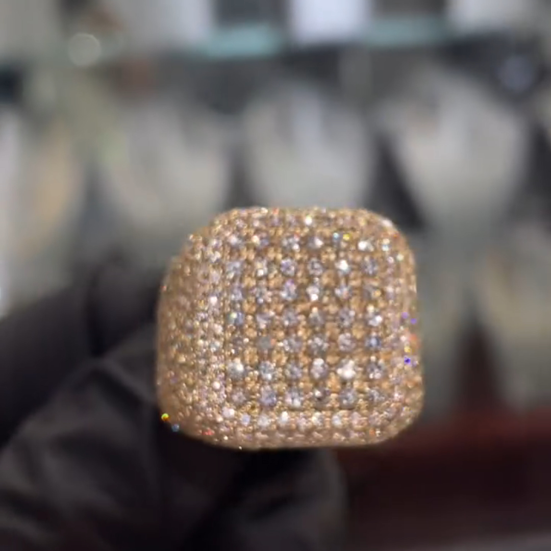 Fully Enclosed Gemstone Set Luxury Handmade Plated Gold Sterling Silver Men's Ring TRV042