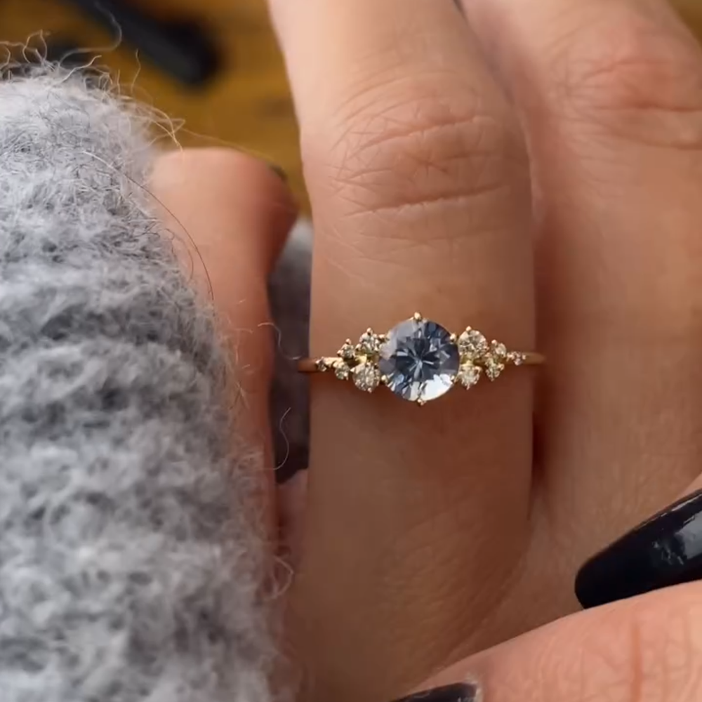 1.5 CT Fantasy White Round Cut Gemstone Sterling Silver Plated Gold Ring