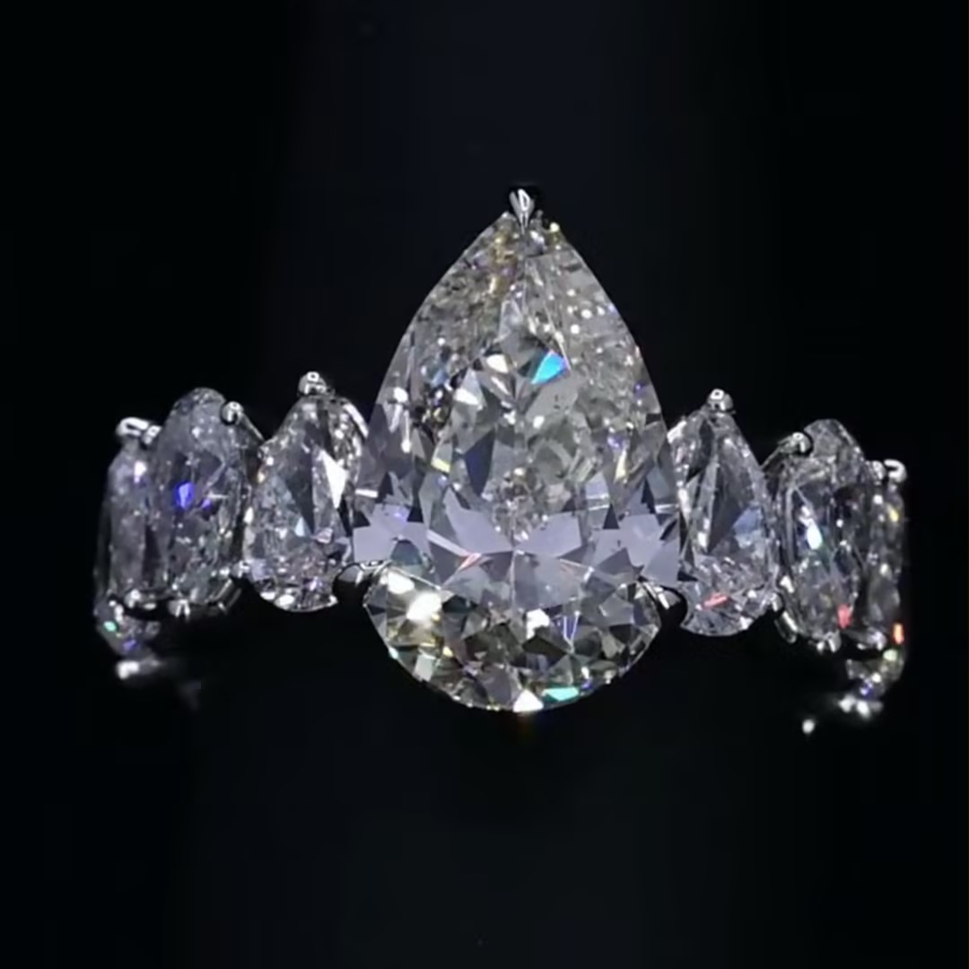 7ct Pear Cut White Stone Engagement Ring