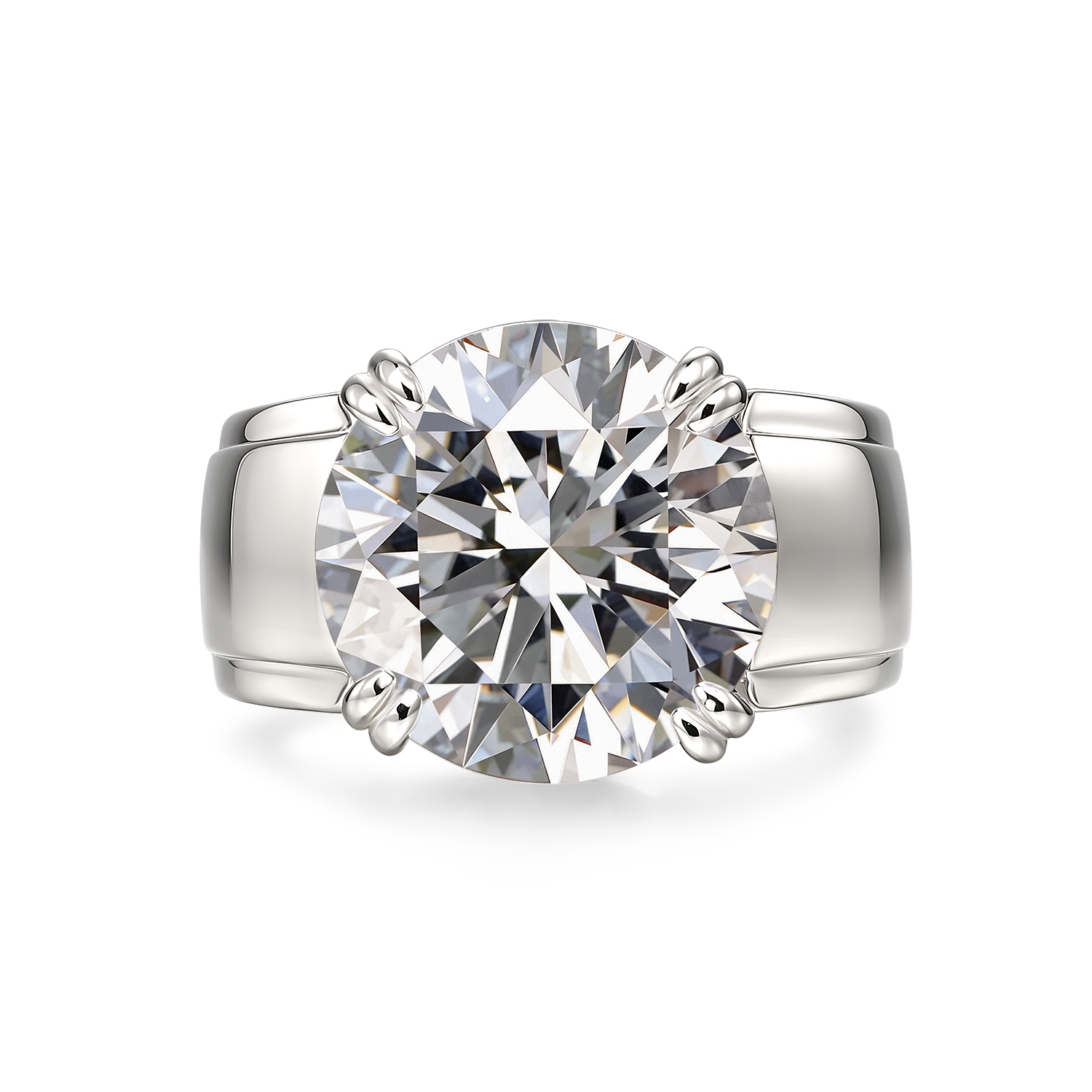 Round Cut White Four‑Prong Setting S925 Sterling Silver Moissanite