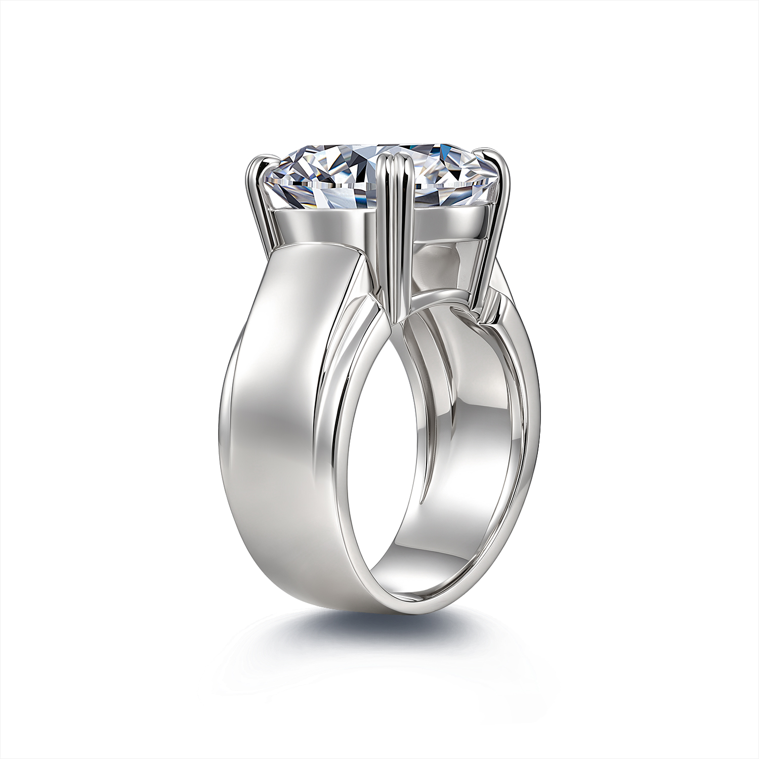 Round Cut White Four‑Prong Setting S925 Sterling Silver Moissanite