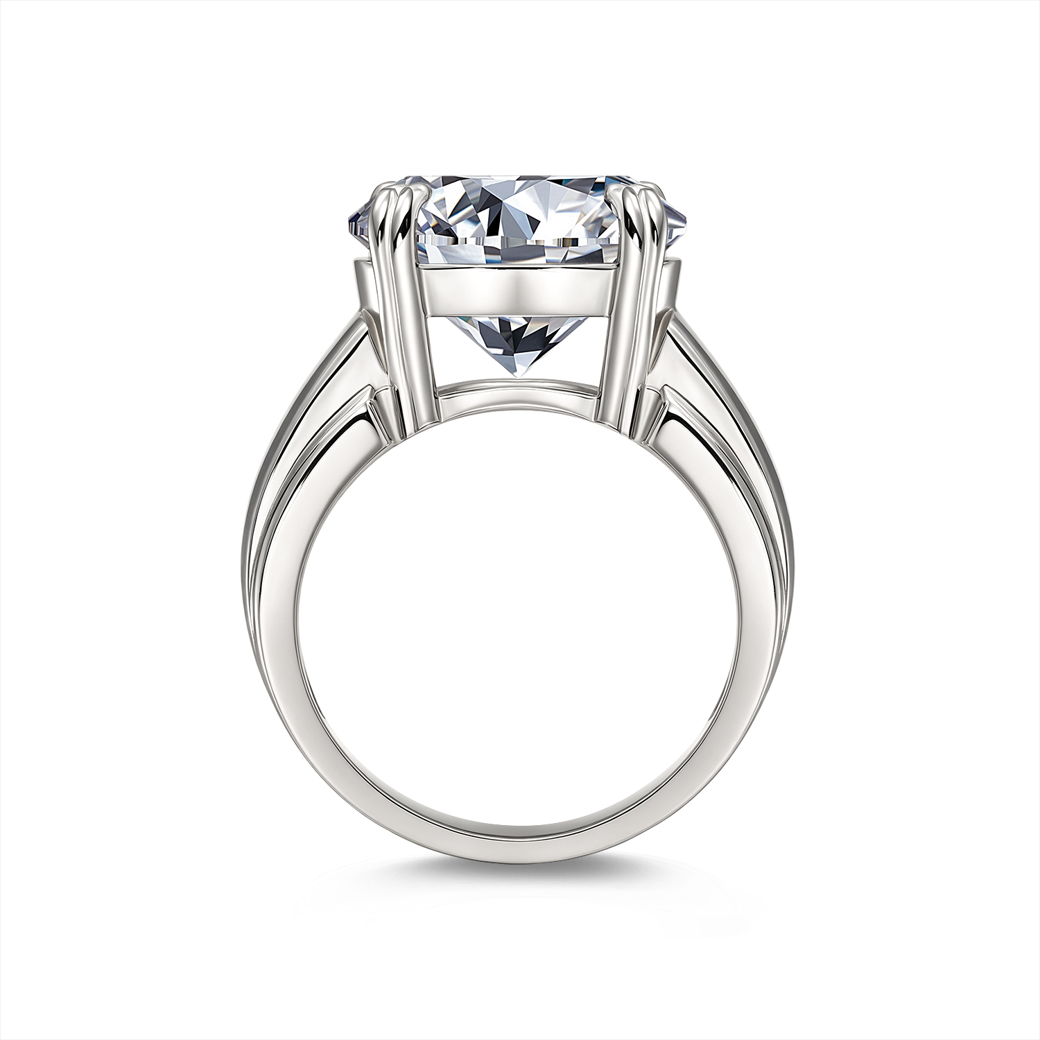 Round Cut White Four‑Prong Setting S925 Sterling Silver Moissanite