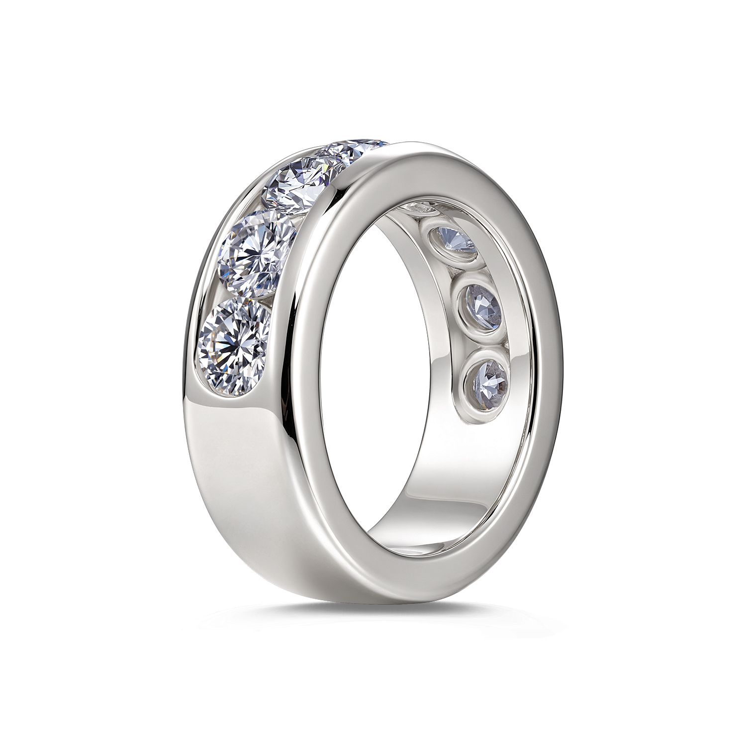8 Stones Round Moissanite Half‑Eternity Band 925 Sterling Silver Ring