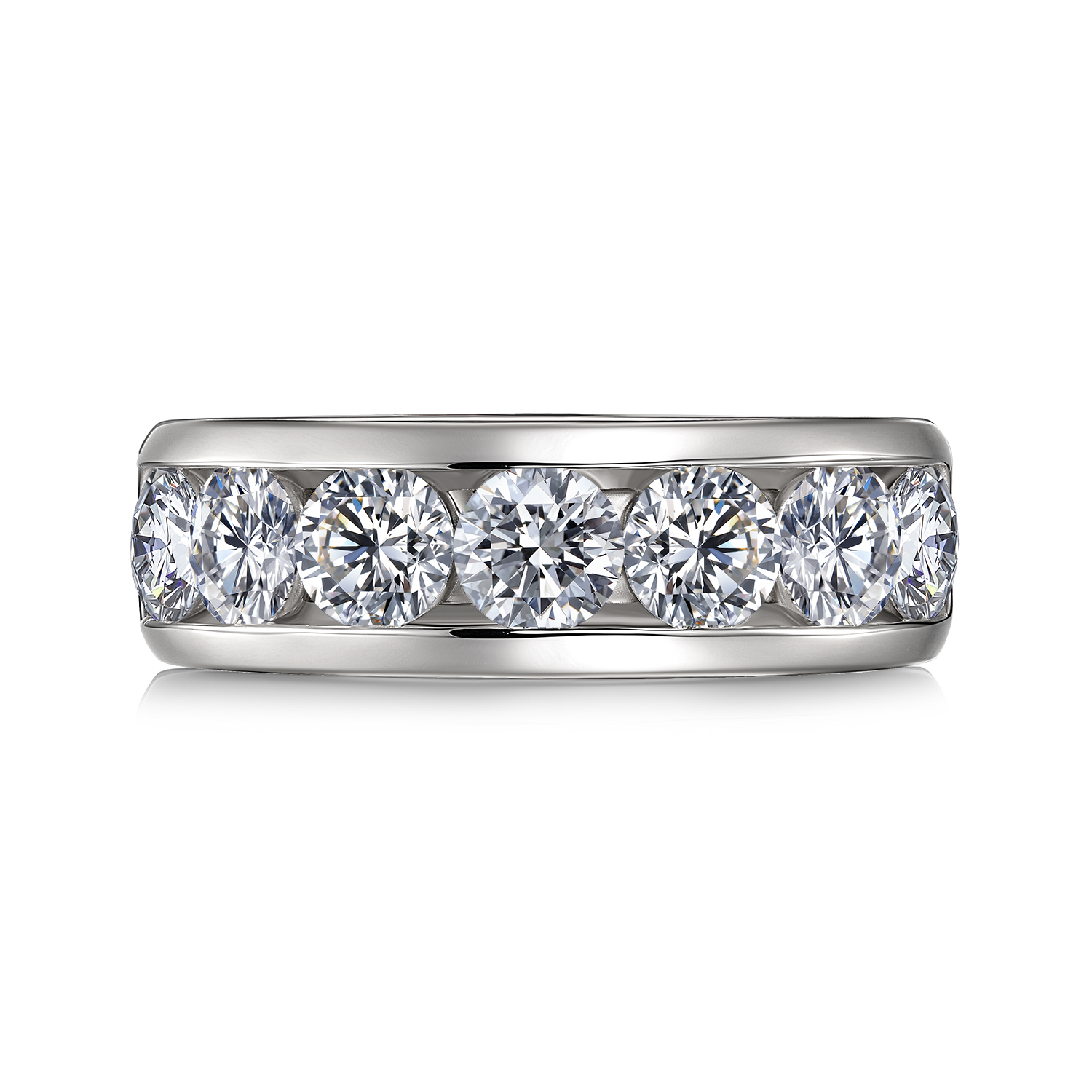 8 Stones Round Moissanite Half‑Eternity Band 925 Sterling Silver Ring