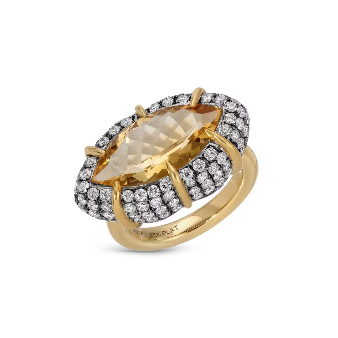 6ct Two-tone Design Citrine Ring in Sterling Silver