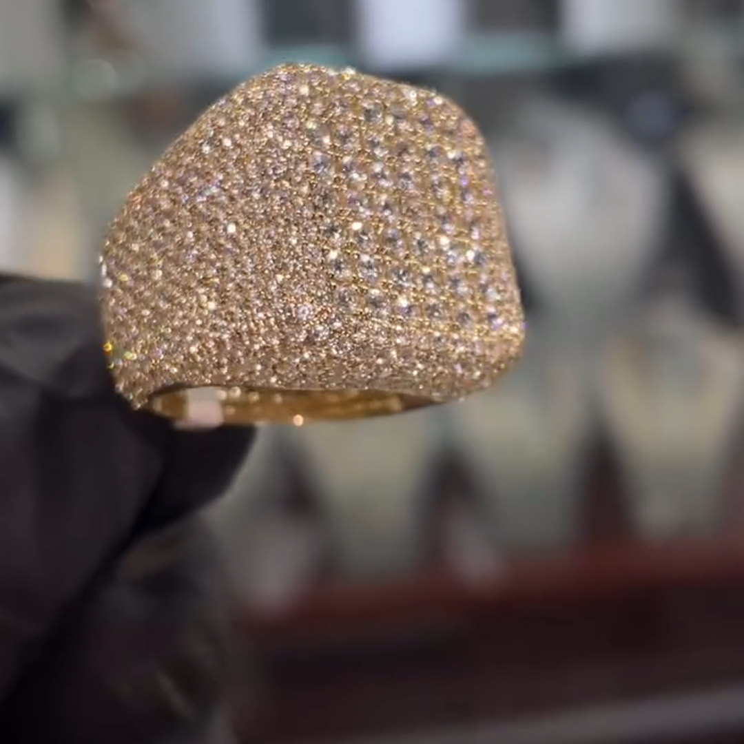 Fully Enclosed Gemstone Set Luxury Handmade Plated Gold Sterling Silver Men's Ring TRV042