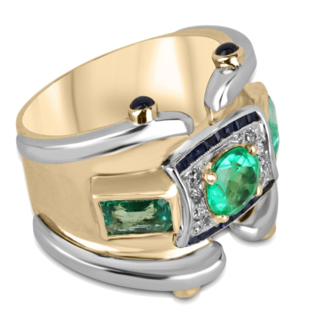 2.87ctw Cabochon Emerald Unisex Ring