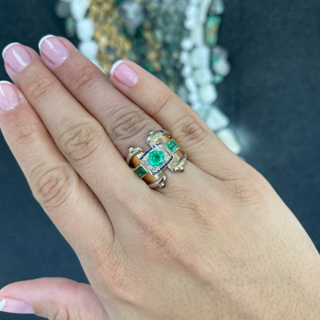 2.87ctw Cabochon Emerald Unisex Ring