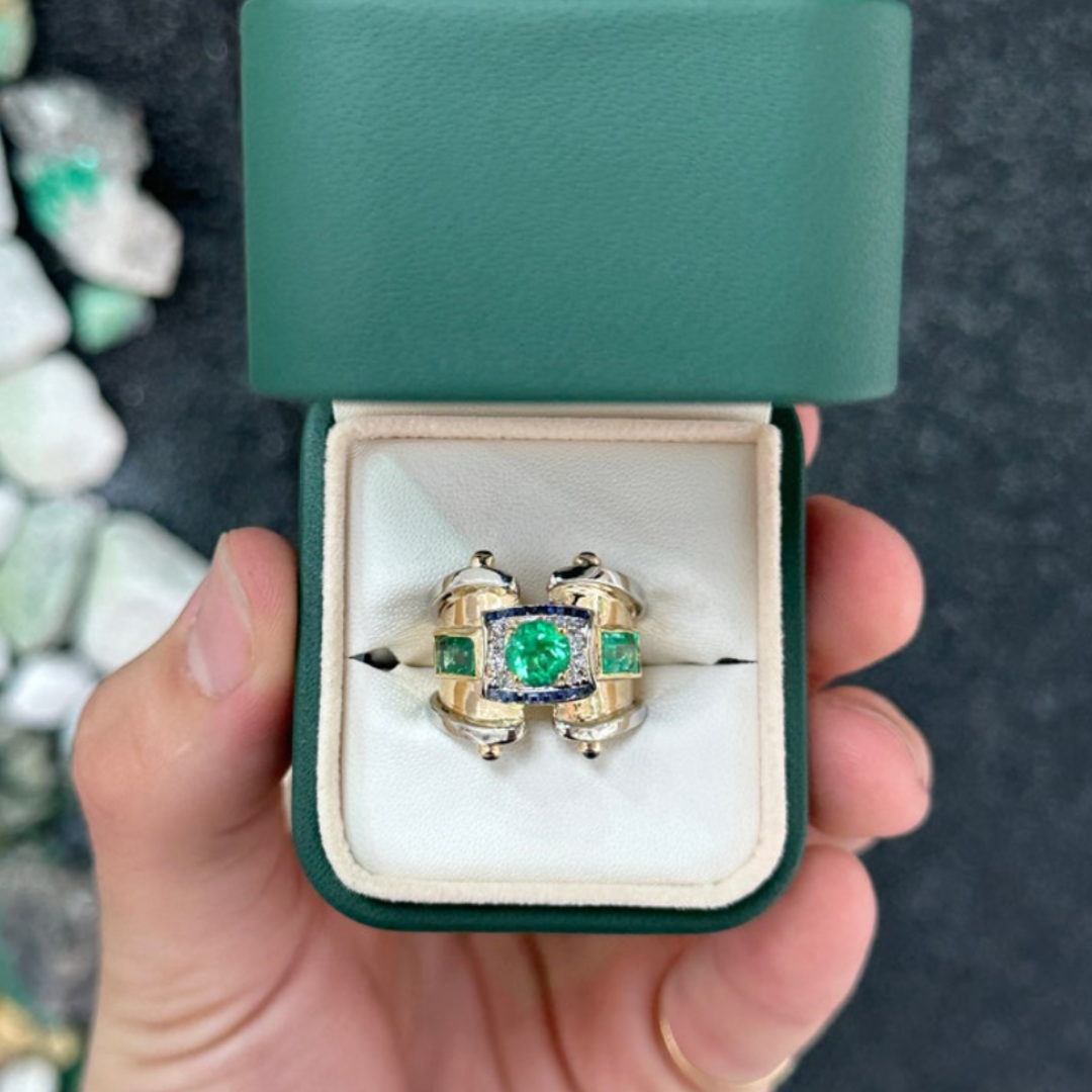 2.87ctw Cabochon Emerald Unisex Ring