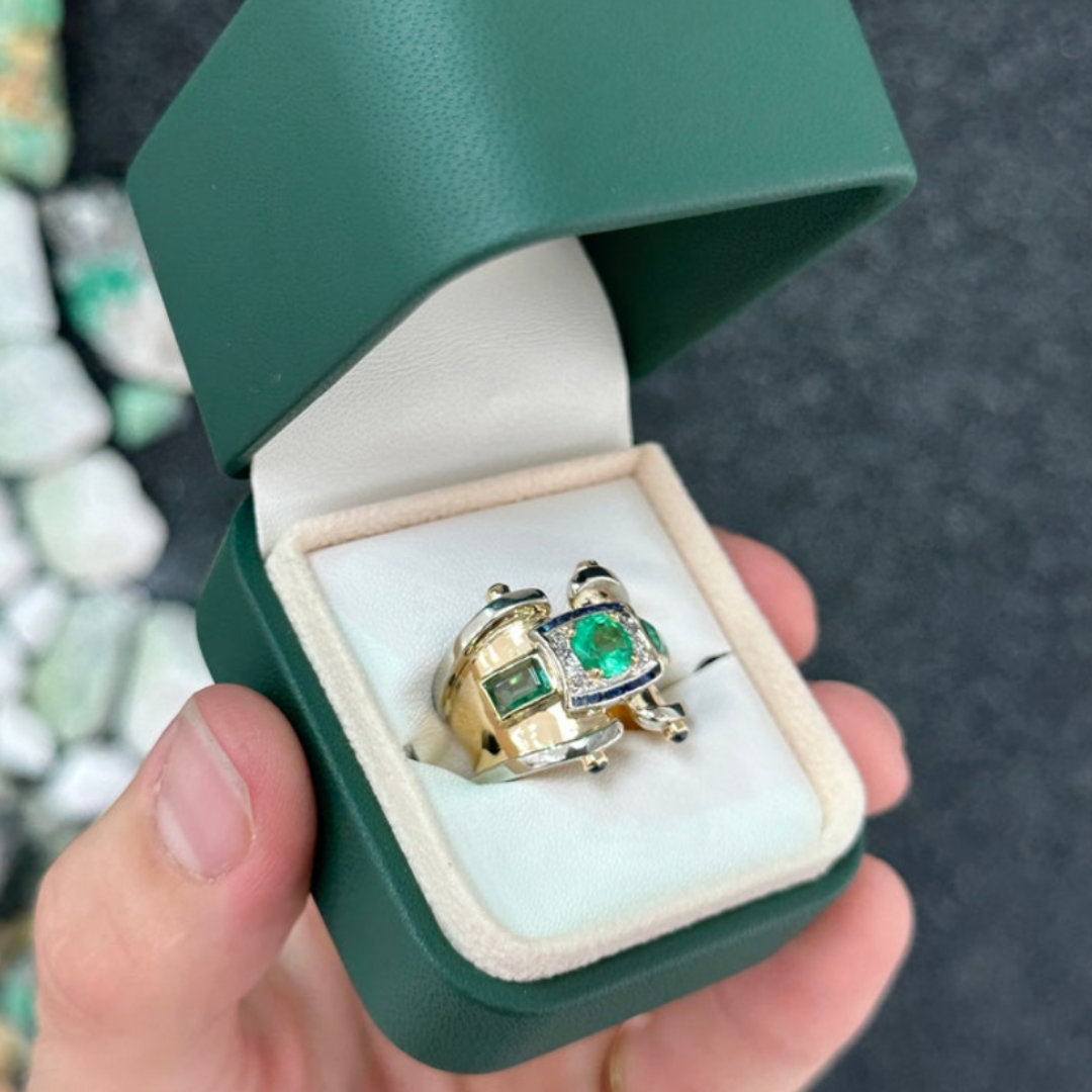2.87ctw Cabochon Emerald Unisex Ring