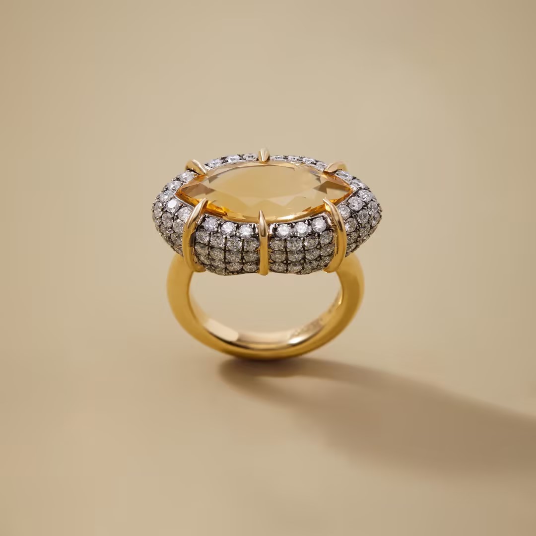 6ct Two-tone Design Citrine Ring in Sterling Silver