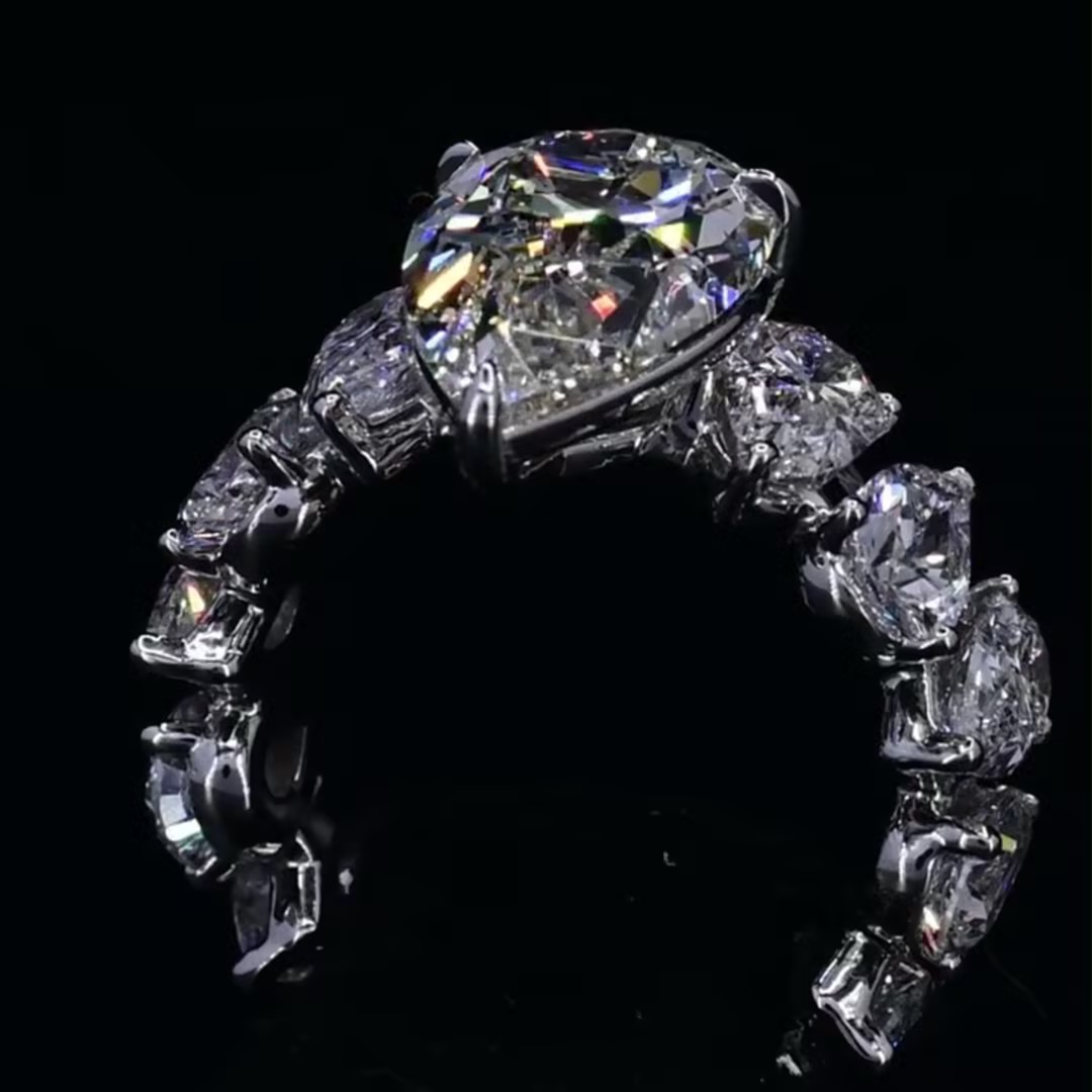 7ct Pear Cut White Stone Engagement Ring