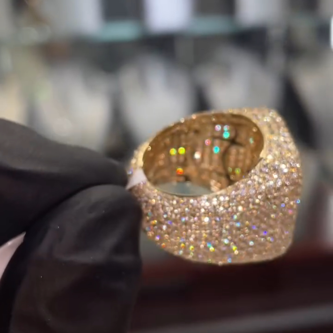 Fully Enclosed Gemstone Set Luxury Handmade Plated Gold Sterling Silver Men's Ring TRV042