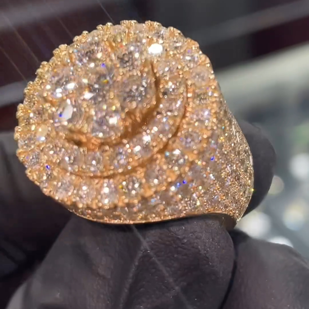 7ct Gemstone With Fully Surrounded Gemstone Inlaid Luxury Handmade Plated Gold Sterling Silver Men's Ring TRV043