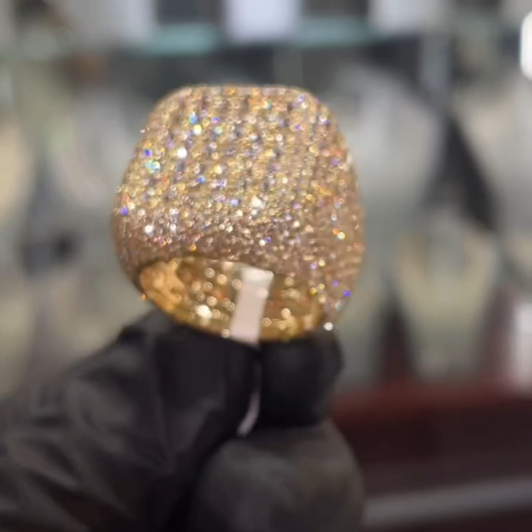 Fully Enclosed Gemstone Set Luxury Handmade Plated Gold Sterling Silver Men's Ring TRV042