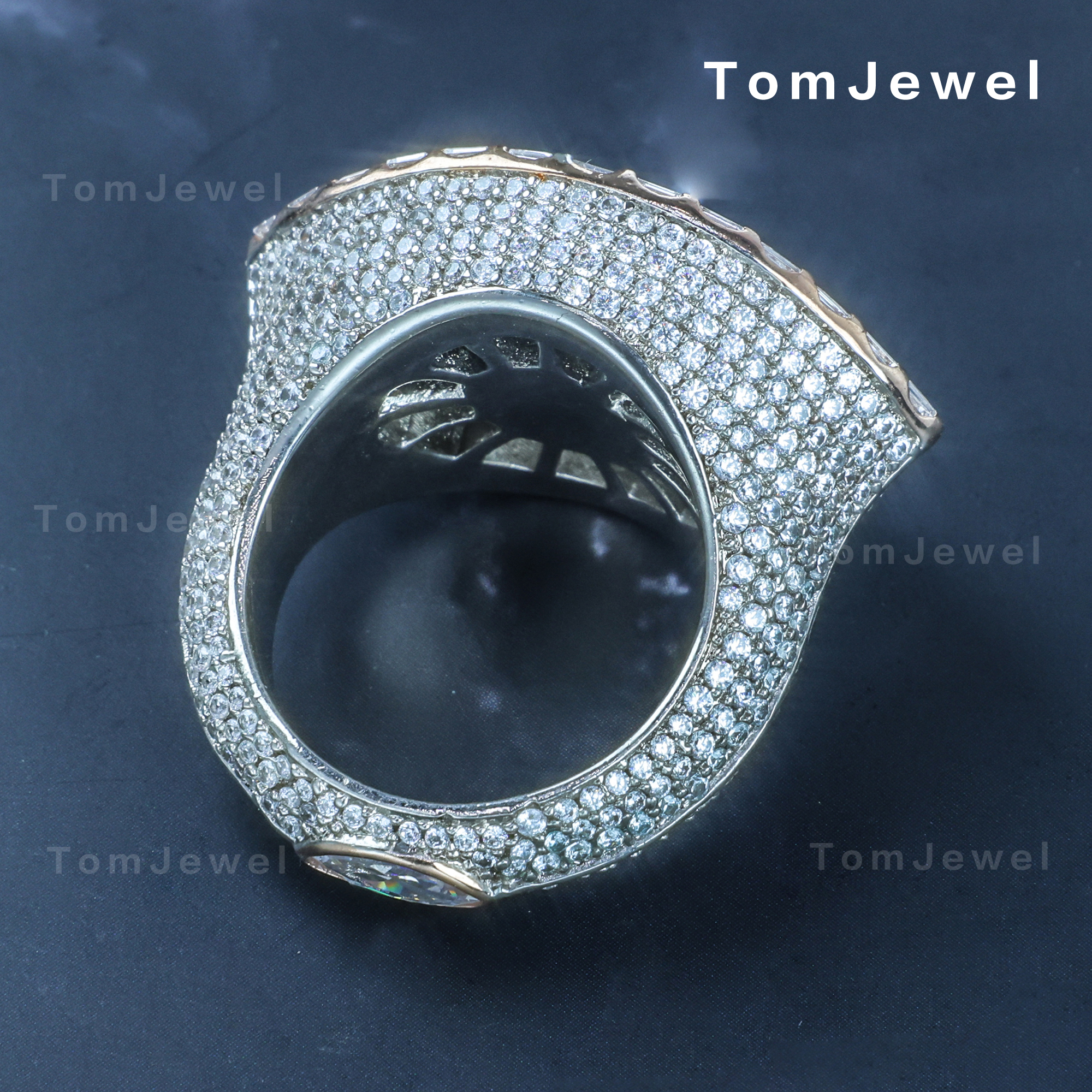 18ct Evil Eye Desing White Stone Ring in Hip Hop