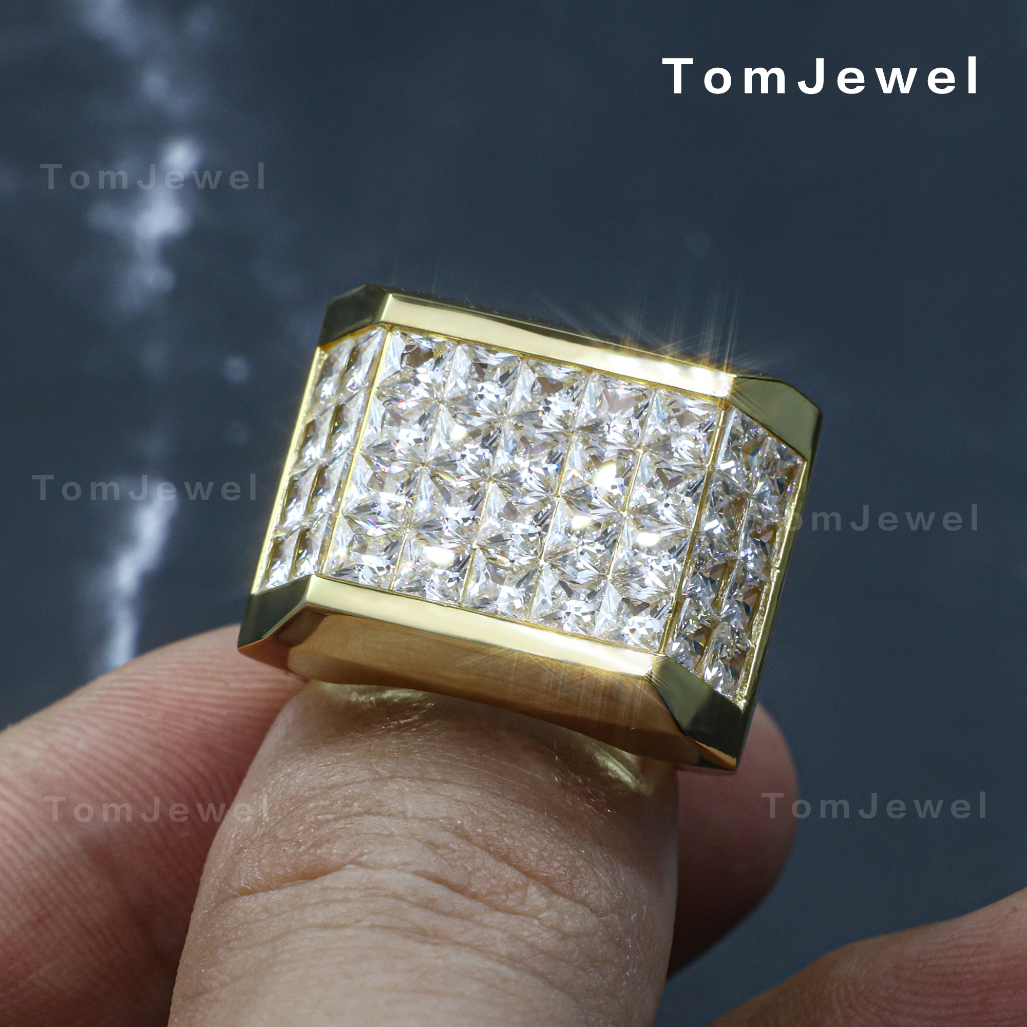 Princess Cut Men's Moissanite Ring in Silver