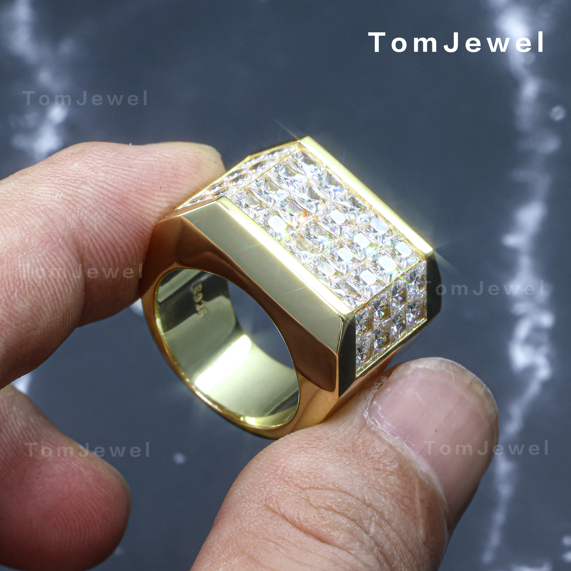 Princess Cut Men's Moissanite Ring in Silver