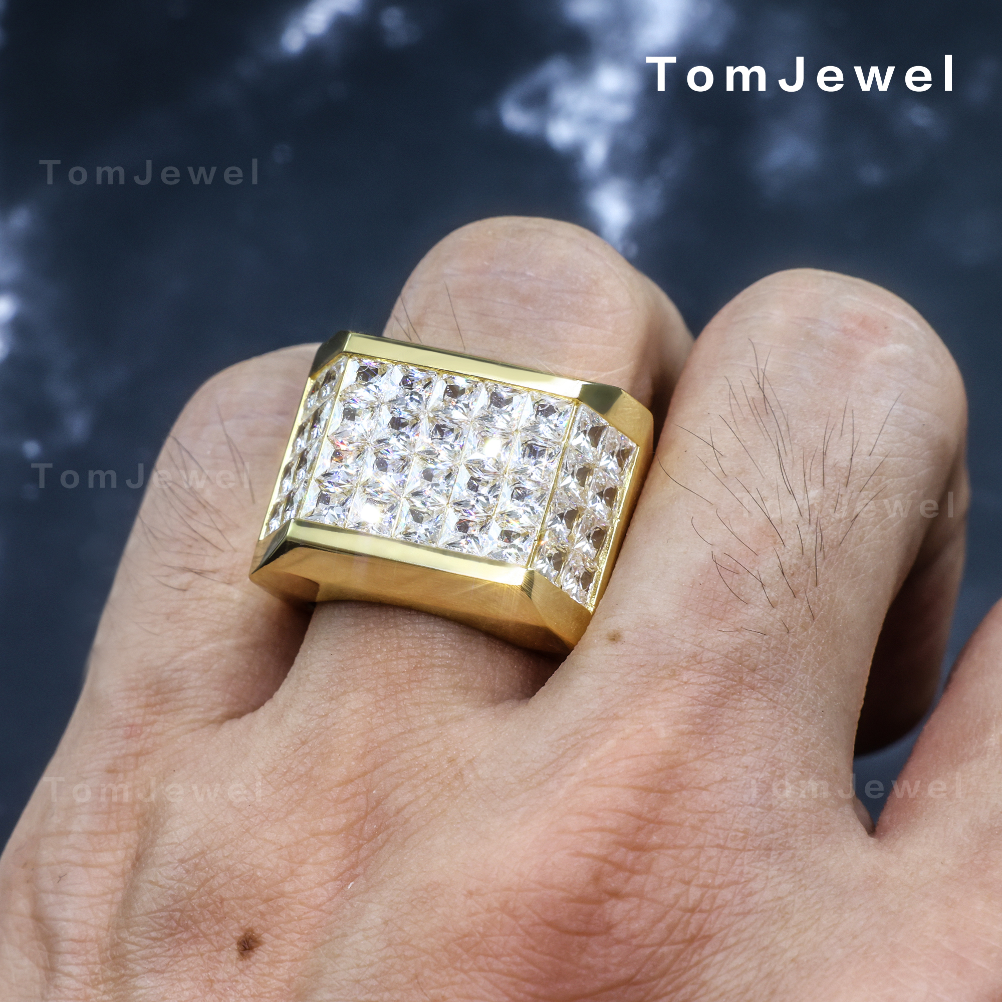 Princess Cut Men's Moissanite Ring in Silver