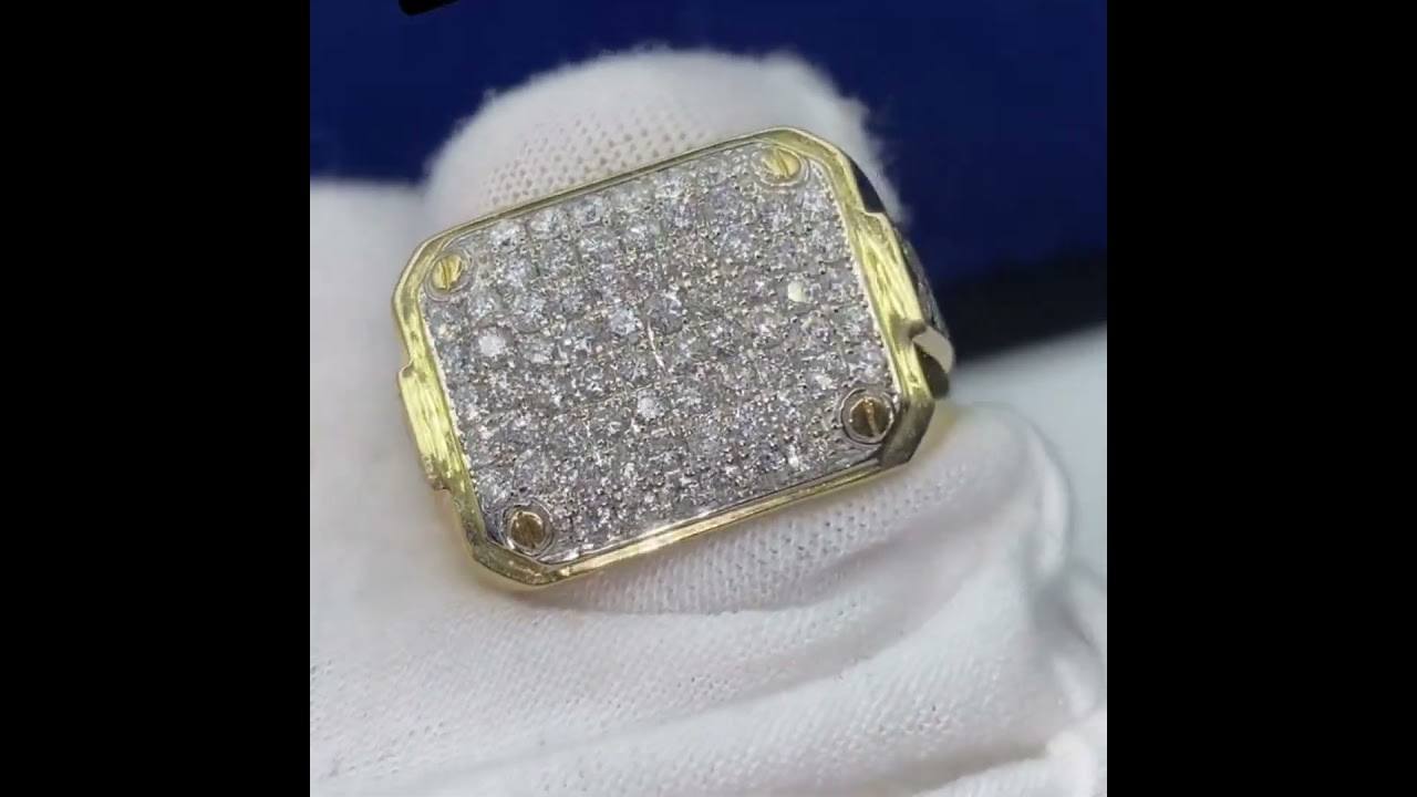 18ct Round-cut Diamond Sterling Silver Plated Yellow Gold Handmade Ring
