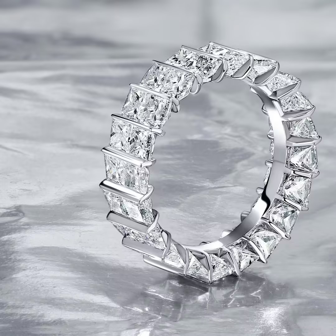 5.65ctw Princess Cut White Stone Eternity Ring